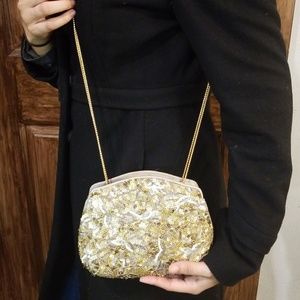 Judith Leiber Pewter Sequin Evening Bag